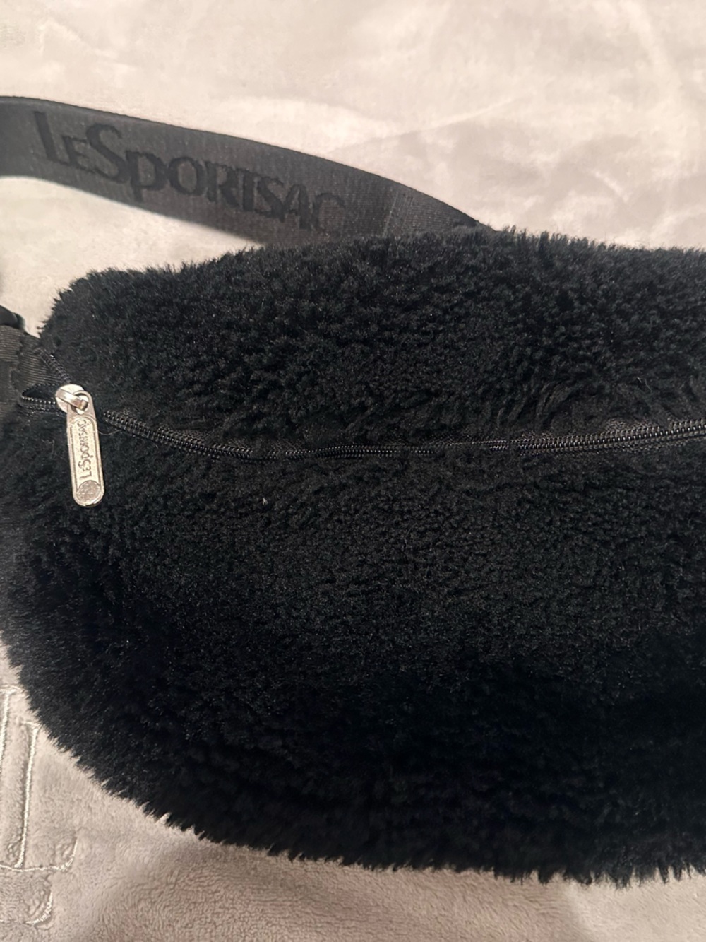 LeSportsac Black Sherpa Fanny Pack